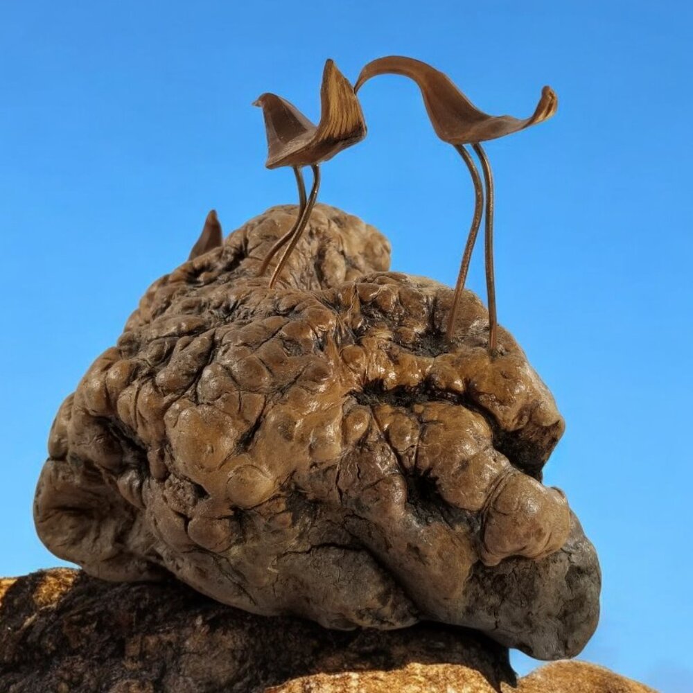 Burled Knob Driftwood Sculpture  3-Cranes Birds on Copper Legs 1950 MCM Folk Art - Picture 4 of 16